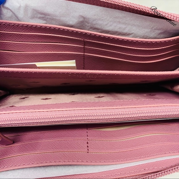 Glitter Kate spade dusty peony pink Neda wallet - Picture 2 of 6